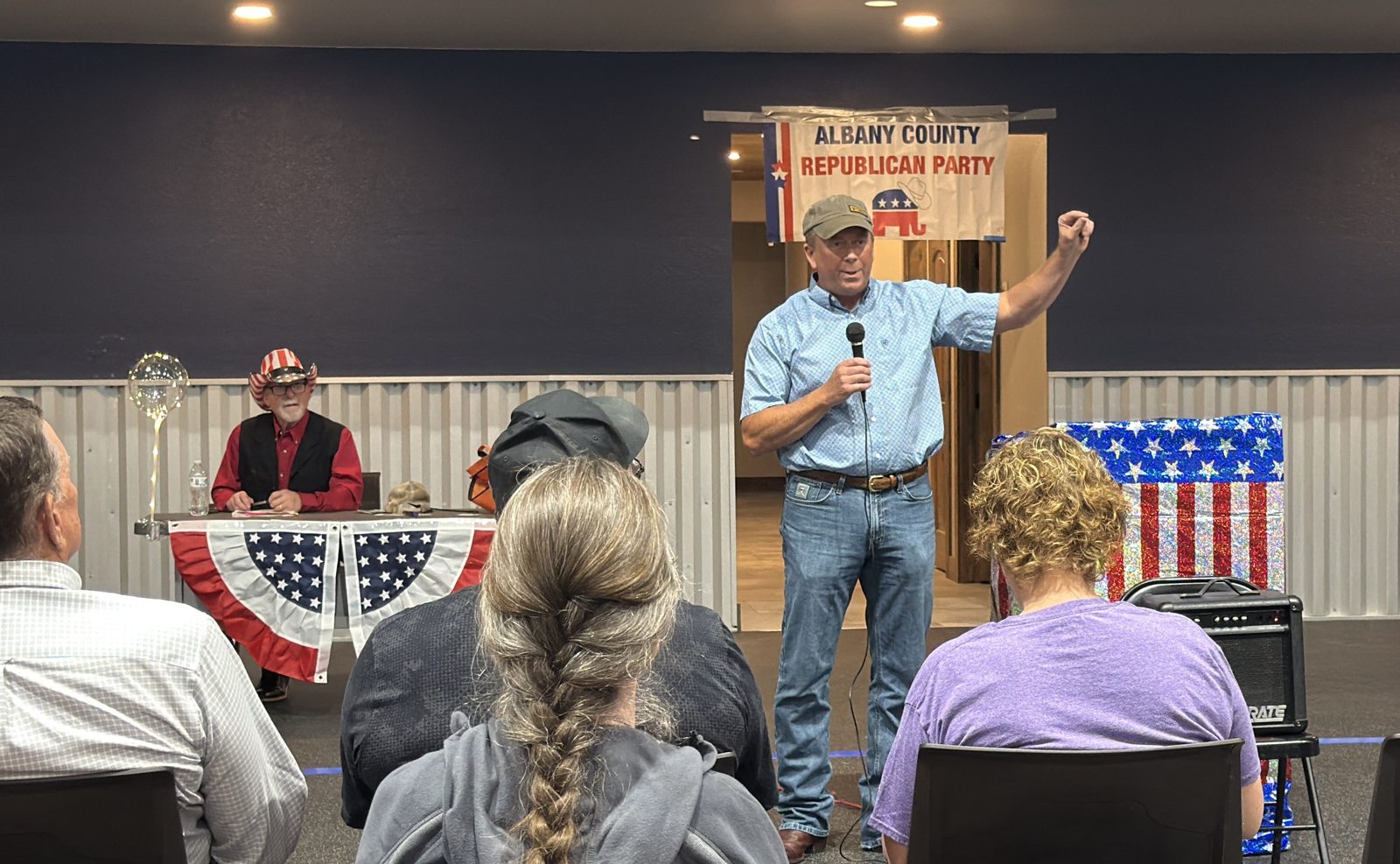 Brent Bien listening to Wyoming voters at a campaign stop